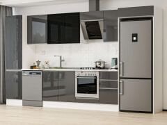 Alvinka 375X222 Cm High Gloss Mutfak Dolabı Mbb-E80B50S45-3 High Gloss | Antrasit - Suntalam