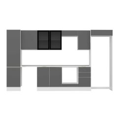 Alvinka 375X222 Cm High Gloss Mutfak Dolabı Mbb-E80B50S45-3 High Gloss | Antrasit - Suntalam