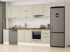 Alvinka 365X222 Cm Klasik Mebran Mutfak Dolabı Mb-E80S40S45-1 Mebran | Kumtaşı - Mdf