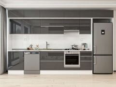 Alvinka 395X240 Cm High Gloss Mutfak Dolabı Mb-E90S60S45-1 High Gloss | Antrasit - Mdf