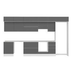 Alvinka 395X240 Cm High Gloss Mutfak Dolabı Mb-E90S60S45-1 High Gloss | Antrasit - Mdf