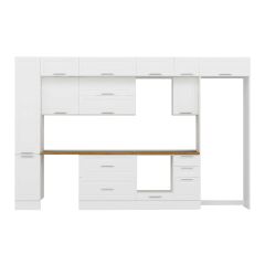 Alvinka 370X240 Cm Klasik Mebran Mutfak Dolabı Beyaz Beyaz Mbb-E90B40S40-2 Mebran | Beyaz - Mdf