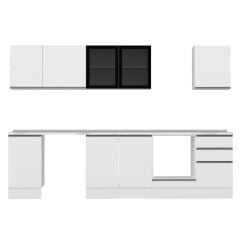 Alvinka 295X210 Cm High Gloss Mutfak Dolabı M-E80S45S50-3 High Gloss | Beyaz - Mdf