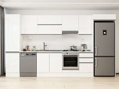 Alvinka 380X222 Cm High Gloss Mutfak Dolabı Mbb-E80B50S50-1 High Gloss | Beyaz - Mdf