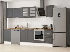 Alvinka 295X210 Cm Klasik Mebran Mutfak Dolabı Beyaz Beyaz M-E80S50S45-3 Mebran | Antrasit - Mdf