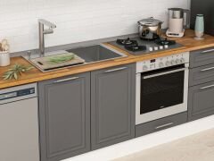 Alvinka 295X210 Cm Klasik Mebran Mutfak Dolabı Beyaz Beyaz M-E80S50S45-3 Mebran | Antrasit - Mdf