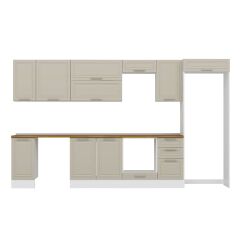 Alvinka 365X222 Cm Klasik Mebran Mutfak Dolabı Mb-E80S40S45-2 Mebran | Kumtaşı - Suntalam