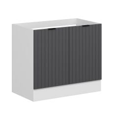 Alvinka Mutfak Modül Mbr_B Alt 2K 100Cm Evye Dolap Beyaz Antrasit Suntalam