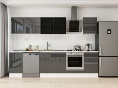 Alvinka 295X210 Cm High Gloss Mutfak Dolabı M-E80S45S50-3 High Gloss | Antrasit - Suntalam