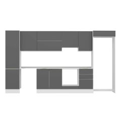 Alvinka 380X222 Cm High Gloss Mutfak Dolabı Mbb-E80B50S50-1 High Gloss | Antrasit - Suntalam