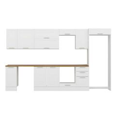 Alvinka 365X222 Cm Klasik Mebran Mutfak Dolabı Mb-E80S40S45-2 Mebran | Beyaz - Mdf