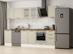 Alvinka 295X210 Cm Klasik Mebran Mutfak Dolabı Beyaz Beyaz M-E80S50S45-3 Mebran | Kumtaşı - Mdf