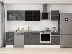 Alvinka 295X210 Cm High Gloss Mutfak Dolabı M-E80S45S50-3 High Gloss | Antrasit - Mdf