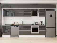 Alvinka 395X240 Cm High Gloss Mutfak Dolabı Mb-E90S60S45-2 High Gloss | Antrasit - Mdf