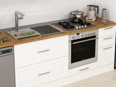 Alvinka 370X240 Cm Klasik Mebran Mutfak Dolabı Beyaz Beyaz Mbb-E90B40S40-3 Mebran | Beyaz - Suntalam