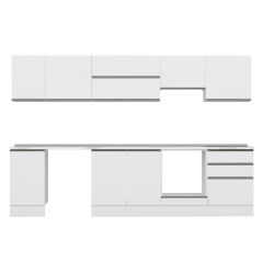 Alvinka 305X210 Cm High Gloss Mutfak Dolabı M-E80S45S60-1 High Gloss | Beyaz - Suntalam