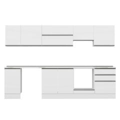 Alvinka 305X210 Cm High Gloss Mutfak Dolabı M-E80S45S60-1 High Gloss | Beyaz - Mdf