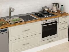 Alvinka 370X240 Cm Klasik Mebran Mutfak Dolabı Beyaz Beyaz Mbb-E90B40S40-3 Mebran | Kumtaşı - Suntalam