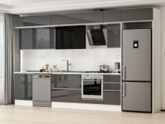 Alvinka 395X240 Cm High Gloss Mutfak Dolabı Mb-E90S60S45-3 High Gloss | Antrasit - Suntalam
