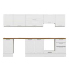 Alvinka 300X210 Cm Klasik Mebran Mutfak Dolabı M-E80S50S50-1 Mebran | Beyaz - Mdf