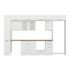 Alvinka 370X240 Cm Klasik Mebran Mutfak Dolabı Beyaz Beyaz Mbb-E90B40S40-3 Mebran | Beyaz - Mdf