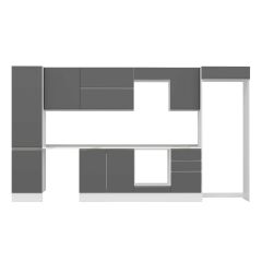 Alvinka 380X222 Cm High Gloss Mutfak Dolabı Mbb-E80B50S50-2 High Gloss | Antrasit - Mdf