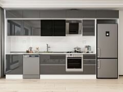 Alvinka 395X240 Cm High Gloss Mutfak Dolabı Mb-E90S60S45-3 High Gloss | Antrasit - Mdf