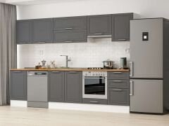 Alvinka 300X210 Cm Klasik Mebran Mutfak Dolabı Beyaz Beyaz M-E80S50S50-1 Mebran | Antrasit - Mdf