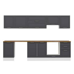 Alvinka 300X210 Cm Klasik Mebran Mutfak Dolabı Beyaz Beyaz M-E80S50S50-1 Mebran | Antrasit - Mdf