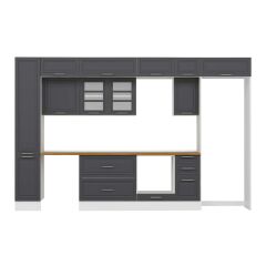 Alvinka 370X240 Cm Klasik Mebran Mutfak Dolabı Beyaz Beyaz Mbb-E90B40S40-3 Mebran | Antrasit - Mdf