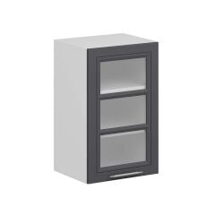 Alvinka Mutfak Modül Mbr_C Üst 1Dk2R 45-H72Cm Dolap Cam Beyaz Antrasit Mdf