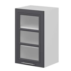 Alvinka Mutfak Modül Mbr_C Üst 1Dk2R 45-H72Cm Dolap Cam Beyaz Antrasit Mdf