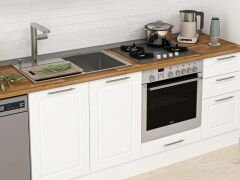 Alvinka 365X222 Cm Klasik Mebran Mutfak Dolabı Mb-E80S40S45-3 Mebran | Beyaz - Mdf