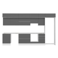 Alvinka 400X240 Cm High Gloss Mutfak Dolabı Mb-E90S60S50-1 High Gloss | Antrasit - Suntalam