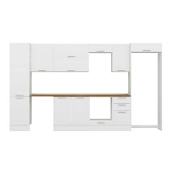 Alvinka 385X222 Cm Klasik Mebran Mutfak Dolabı Mbb-E90B50S45-2 Mebran | Beyaz - Mdf