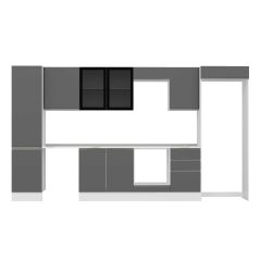 Alvinka 380X222 Cm High Gloss Mutfak Dolabı Mbb-E80B50S50-3 High Gloss | Antrasit - Mdf