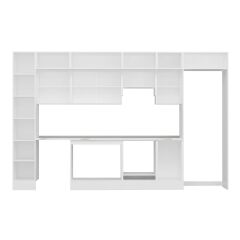 Alvinka 375X240 Cm Klasik Mebran Mutfak Dolabı Beyaz Beyaz Mbb-E90B40S45-1 Mebran | Kumtaşı - Suntalam