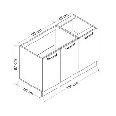 Minar 135 Cm Mutfak Dolabı Beyaz 135-B1-Alt Modül