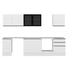 Alvinka 305X210 Cm High Gloss Mutfak Dolabı M-E80S45S60-3 High Gloss | Beyaz - Suntalam