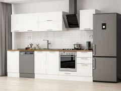 Alvinka 300X210 Cm Klasik Mebran Mutfak Dolabı M-E80S50S50-2 Mebran | Beyaz - Mdf