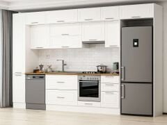 Alvinka 375X240 Cm Klasik Mebran Mutfak Dolabı Beyaz Beyaz Mbb-E90B40S45-1 Mebran | Beyaz - Mdf