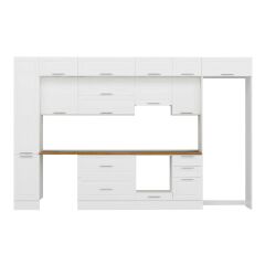 Alvinka 375X240 Cm Klasik Mebran Mutfak Dolabı Beyaz Beyaz Mbb-E90B40S45-1 Mebran | Beyaz - Mdf