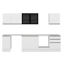 Alvinka 305X210 Cm High Gloss Mutfak Dolabı M-E80S45S60-3 High Gloss | Beyaz - Mdf