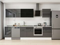 Alvinka 305X210 Cm High Gloss Mutfak Dolabı M-E80S45S60-3 High Gloss | Antrasit - Suntalam