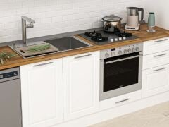 Alvinka 370X222 Cm Klasik Mebran Mutfak Dolabı Mb-E80S40S50-1 Mebran | Beyaz - Mdf