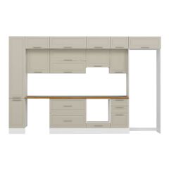 Alvinka 375X240 Cm Klasik Mebran Mutfak Dolabı Beyaz Beyaz Mbb-E90B40S45-1 Mebran | Kumtaşı - Mdf