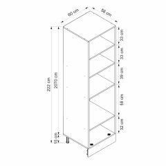 Alvinka Mutfak Modül Mbr_A 60-H222Cm Boy Ank Dolabı Beyaz Kumtaşı