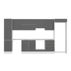 Alvinka 390X222 Cm High Gloss Mutfak Dolabı Mbb-E80B50S60-1 High Gloss | Antrasit - Mdf