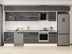 Alvinka 400X240 Cm High Gloss Mutfak Dolabı Mb-E90S60S50-2 High Gloss | Antrasit - Mdf