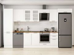 Alvinka 385X222 Cm Klasik Mebran Mutfak Dolabı Mbb-E90B50S45-3 Mebran | Beyaz - Mdf